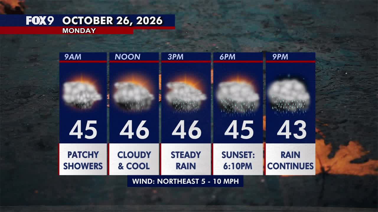 Minnesota weather: Wet, cloudy and cool Monday — FOX 9, Medina Community news