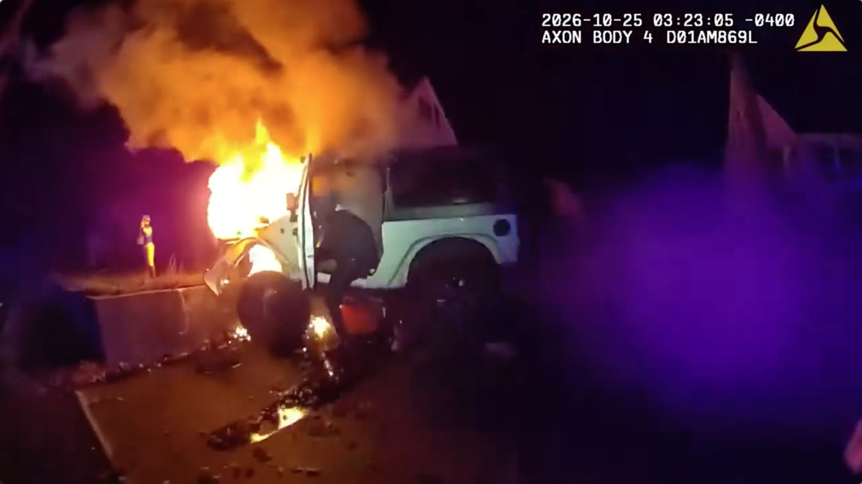 Bodycam video shows police rescuing man from burning Jeep after crash; driver facing multiple charges — FOX 9, Medina Community news